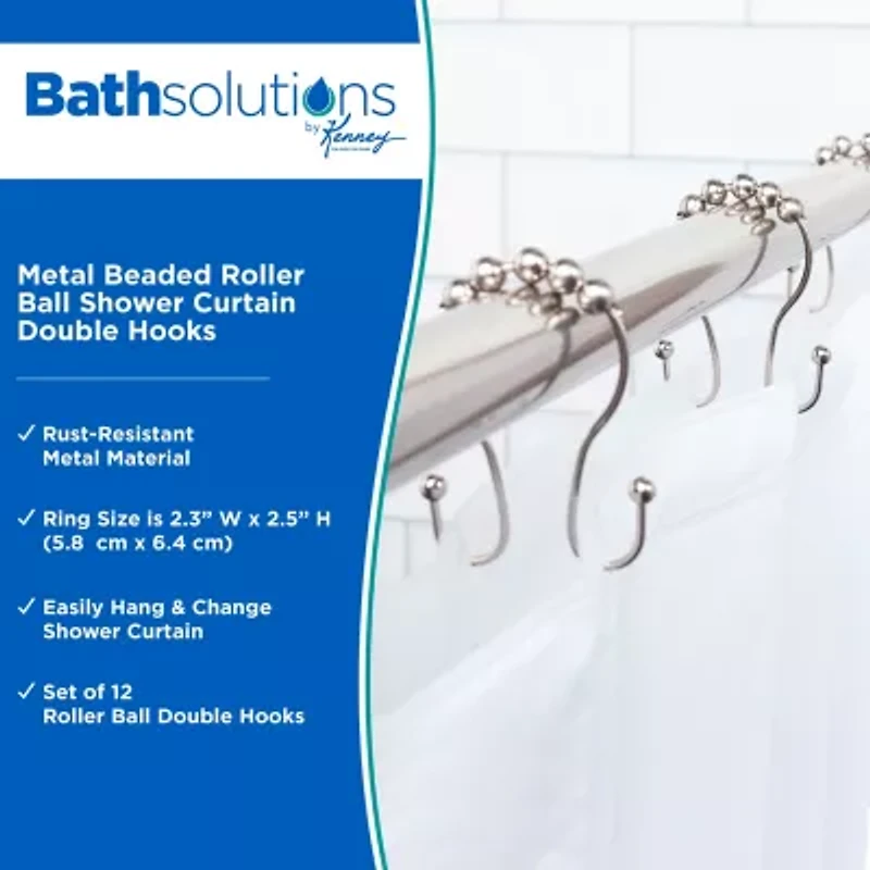Kenney Beaded Roller Shower Curtain Double Hooks