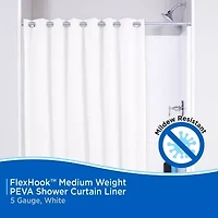 Kenney FlexHook Medium Weight PEVA Shower Curtain Liner