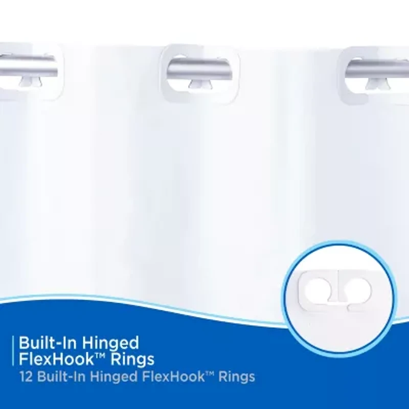 Kenney FlexHook Medium Weight PEVA Shower Curtain Liner