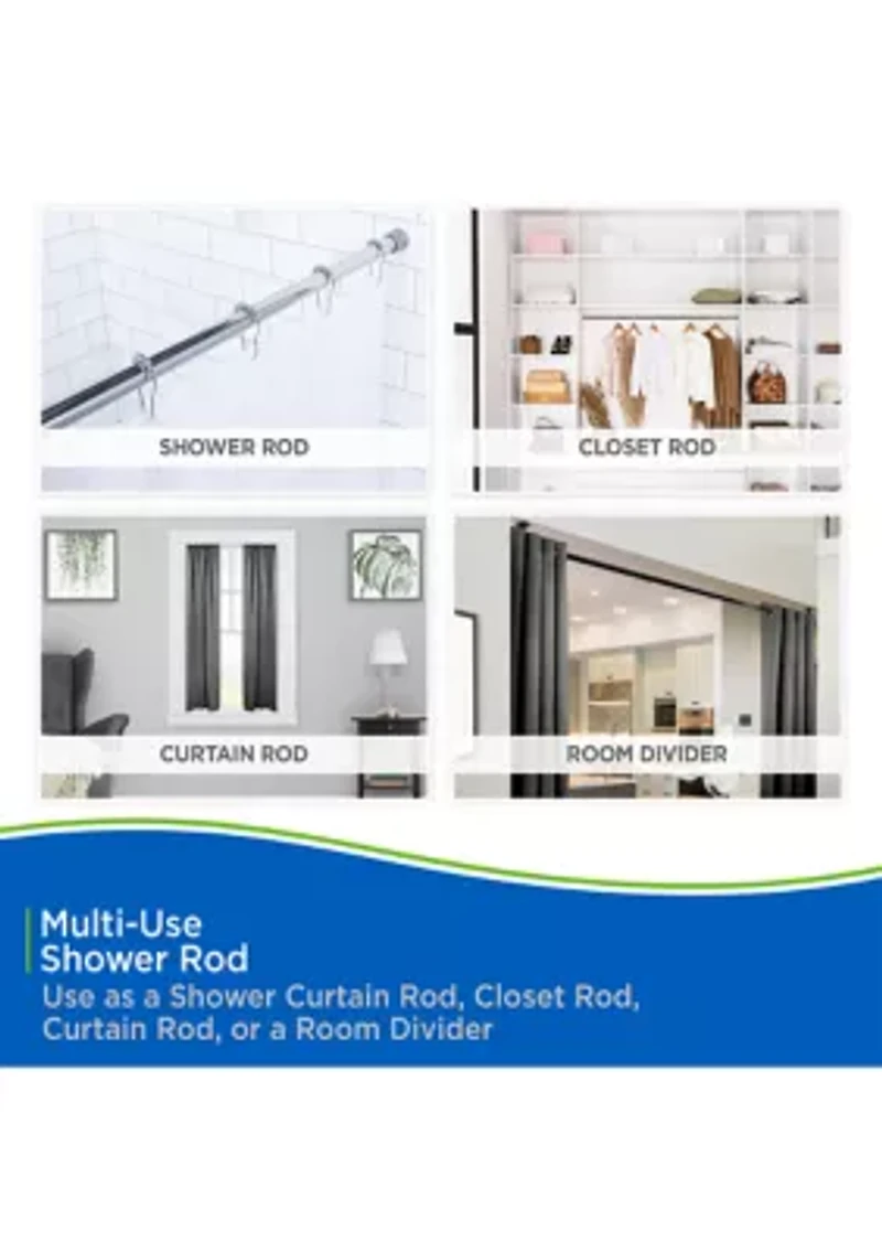 Kenney Twist & Fit No Tools Tension Shower Curtain Rod