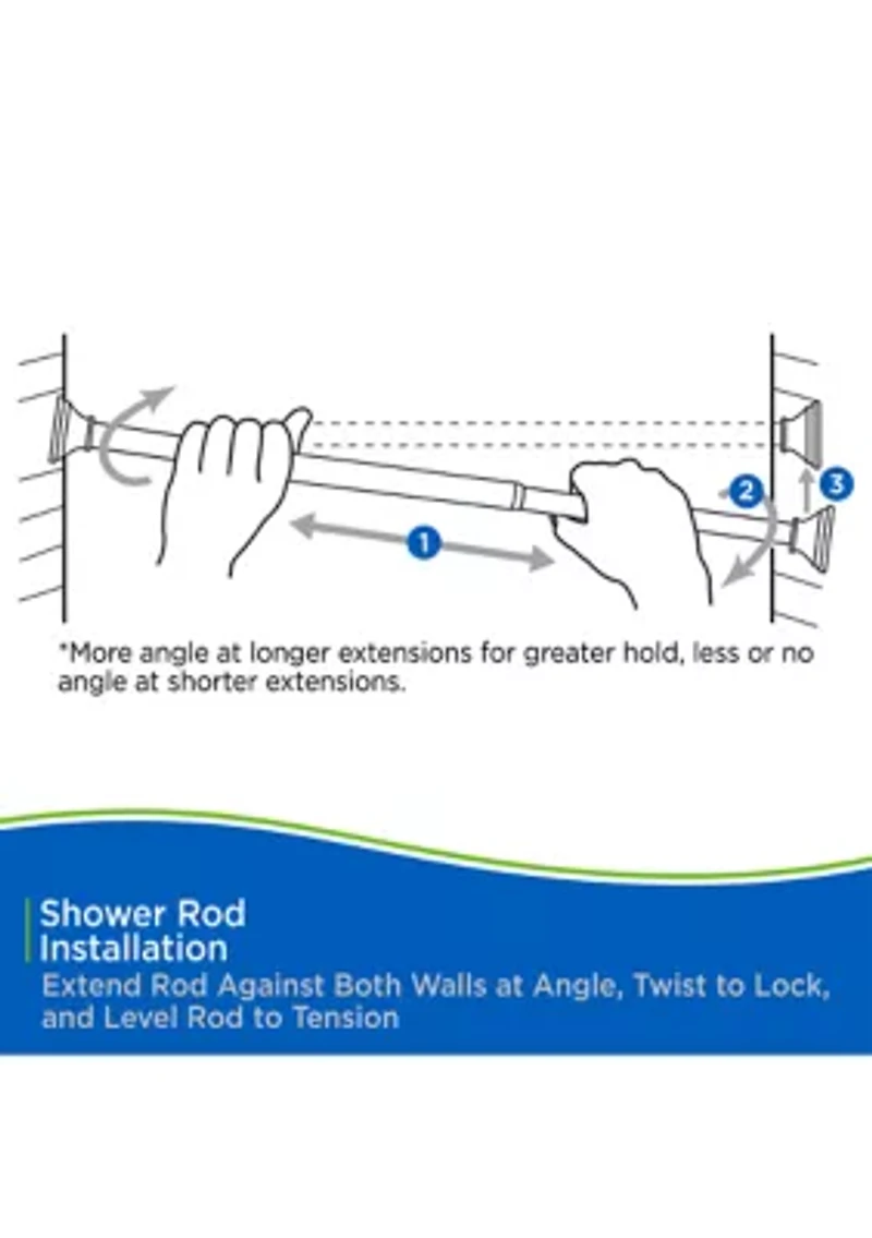 Kenney Twist & Fit No Tools Tension Shower Curtain Rod