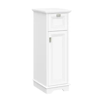 Geneva Slim Cabinet with Layered Door and Drawer – White