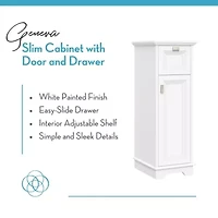 Geneva Slim Cabinet with Layered Door and Drawer – White