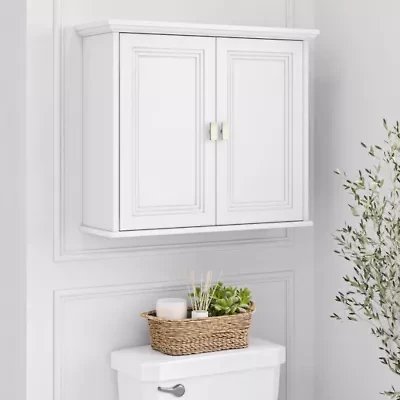 Geneva Two-Door Wall Cabinet with Layered Doors – White