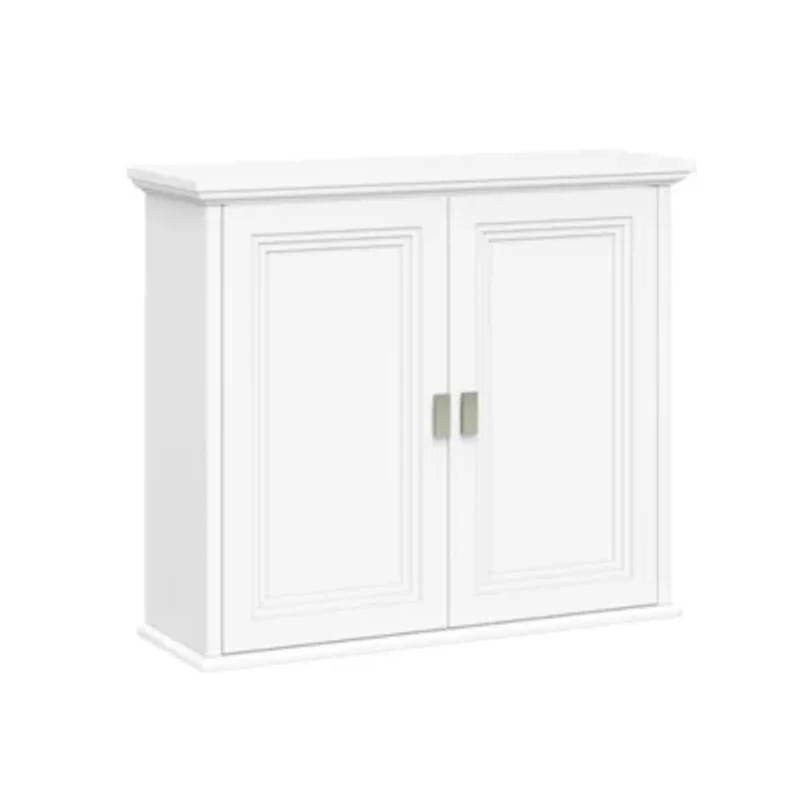 Geneva Two-Door Wall Cabinet with Layered Doors – White