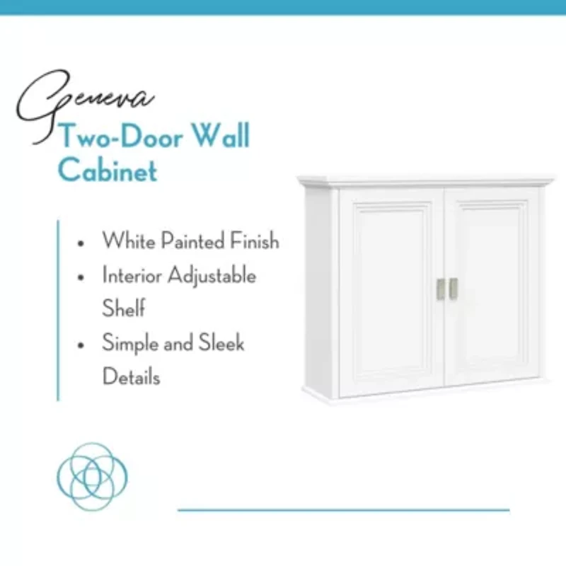 Geneva Two-Door Wall Cabinet with Layered Doors – White