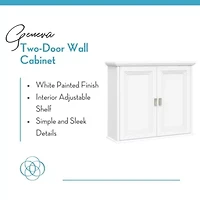 Geneva Two-Door Wall Cabinet with Layered Doors – White