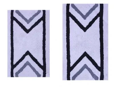 2 PC YARN DYED BATH RUG SET 17x24 & 21x34 ARROW GREY