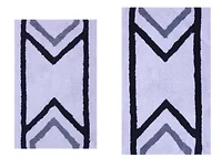 2 PC YARN DYED BATH RUG SET 17x24 & 21x34 ARROW GREY