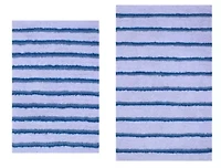 2 PC YARN DYED BATH RUG SET 17x24 & 21x34 CANDY STRIPE OCEAN BLUE