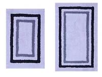 2 PC YARN DYED BATH RUG SET 17x24 & 21x34 RACETRACK TWO TONE GREY