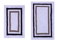 2 PC YARN DYED BATH RUG SET 17x24 & 21x34 RADETRACK TWO TONE TAN