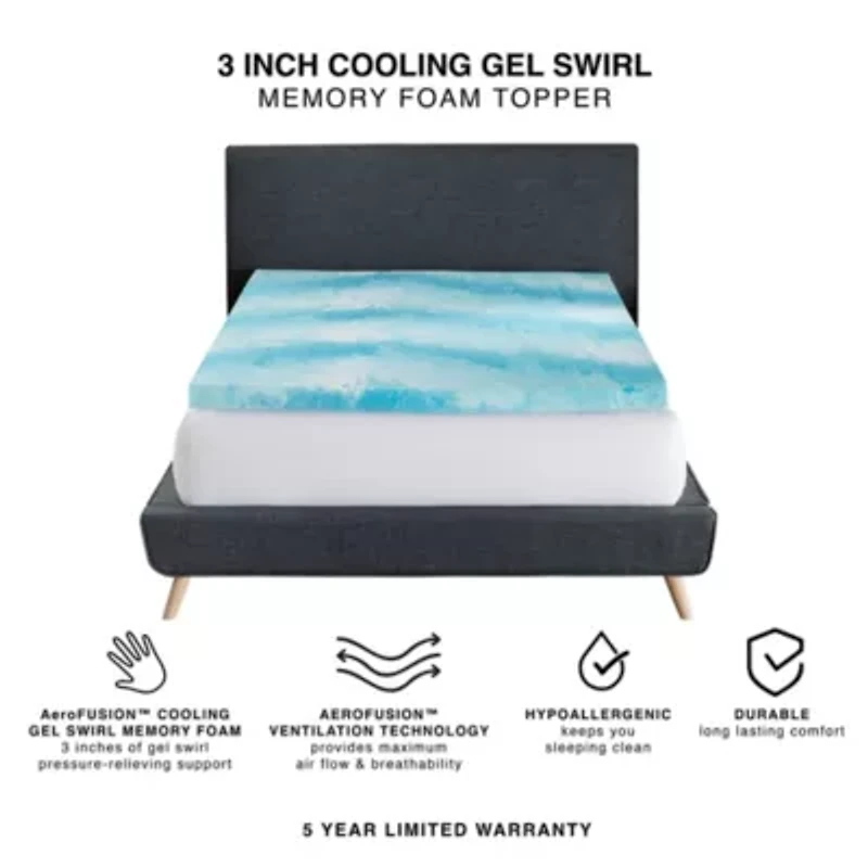 3-Inch Cooling Gel Swirl Memory Foam Mattress Topper