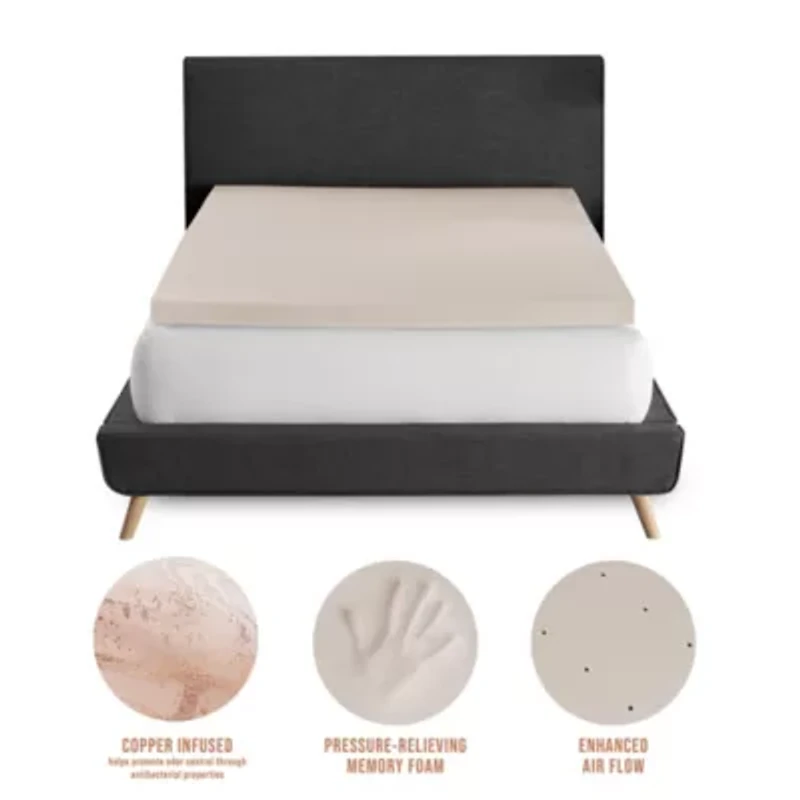 3-Inch Copper Infused Memory Foam Mattress Topper