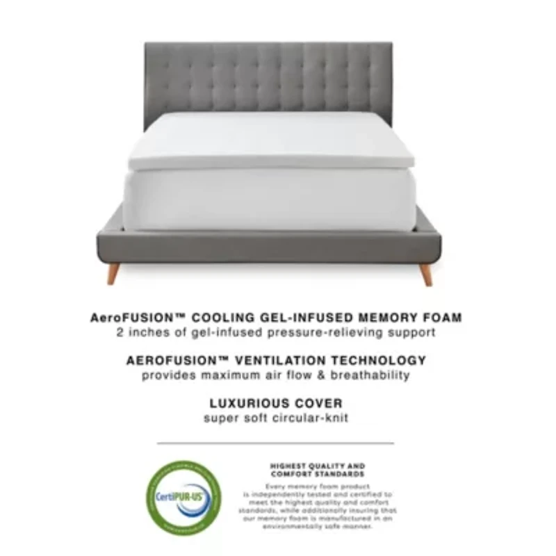 2-Inch Gel-Infused Memory Foam Mattress Topper with Circular-Knit Cover