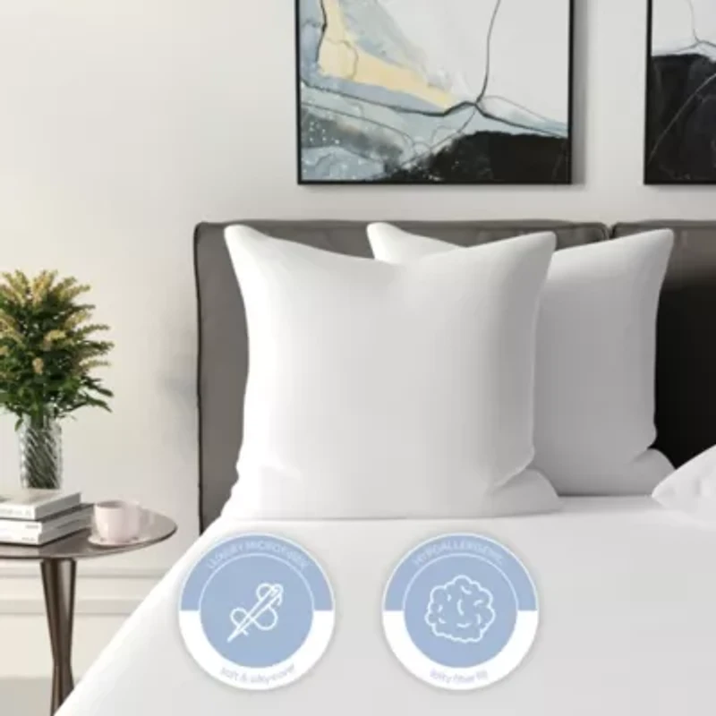 Fiber Filled 27 x 27 Euro Square Pillow Insert - 2 Pack
