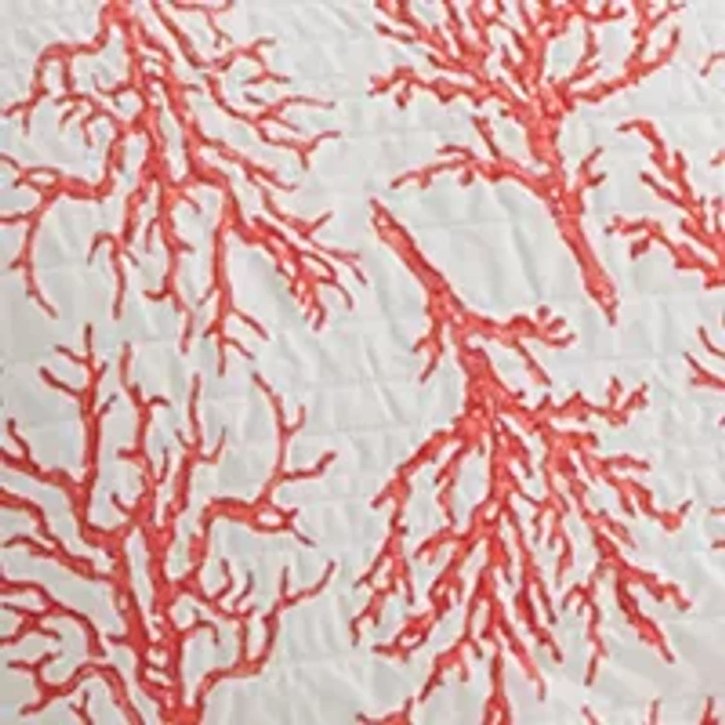 3 Piece Scallop Trim Coral Quilt Set