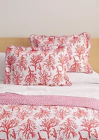 3 Piece Scallop Trim Coral Quilt Set