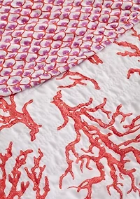 3 Piece Scallop Trim Coral Quilt Set