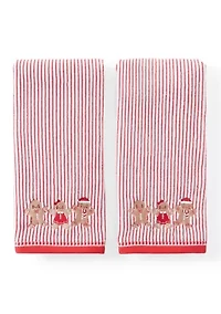 Striped Gingerbread Friends Hand Towel Set