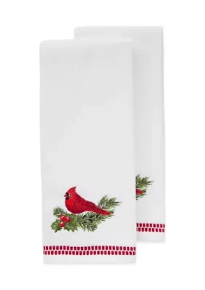Set of 2 Holiday Winter Cardinal Hand Towels