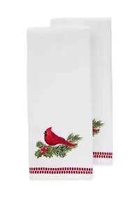 Set of 2 Holiday Winter Cardinal Hand Towels