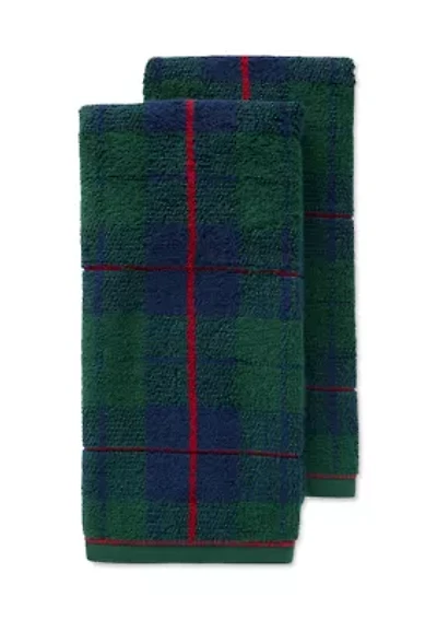 Set of 2 Holiday Plaid Hand Towels