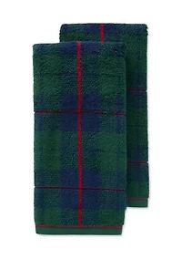 Set of 2 Holiday Plaid Hand Towels