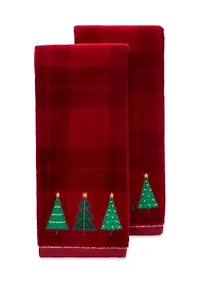 Set of 2 Holiday Plaid Forest Hand Towel Set