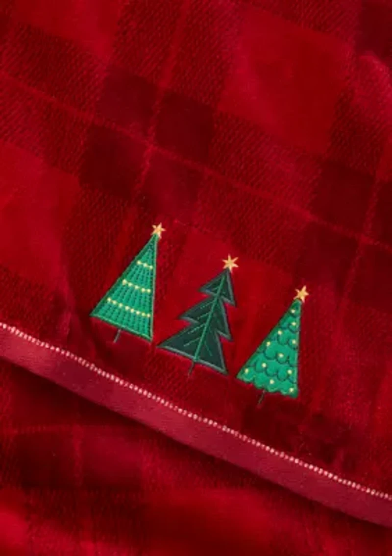 Set of 2 Holiday Plaid Forest Hand Towel Set