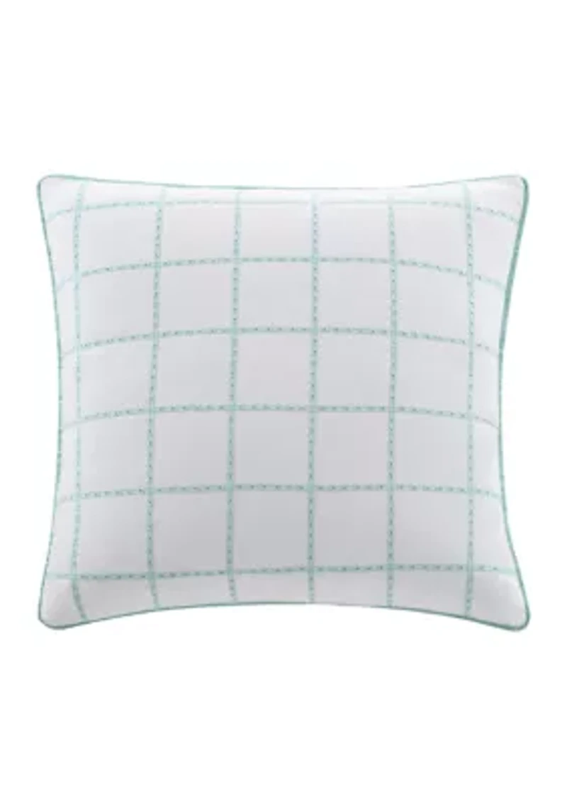 Eyelet Square Green Decorative Pillow