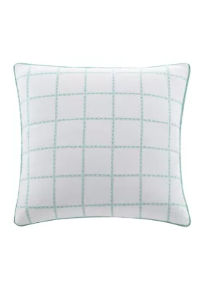 Eyelet Square Green Decorative Pillow