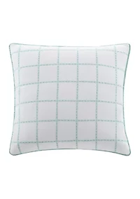 Eyelet Square Green Decorative Pillow
