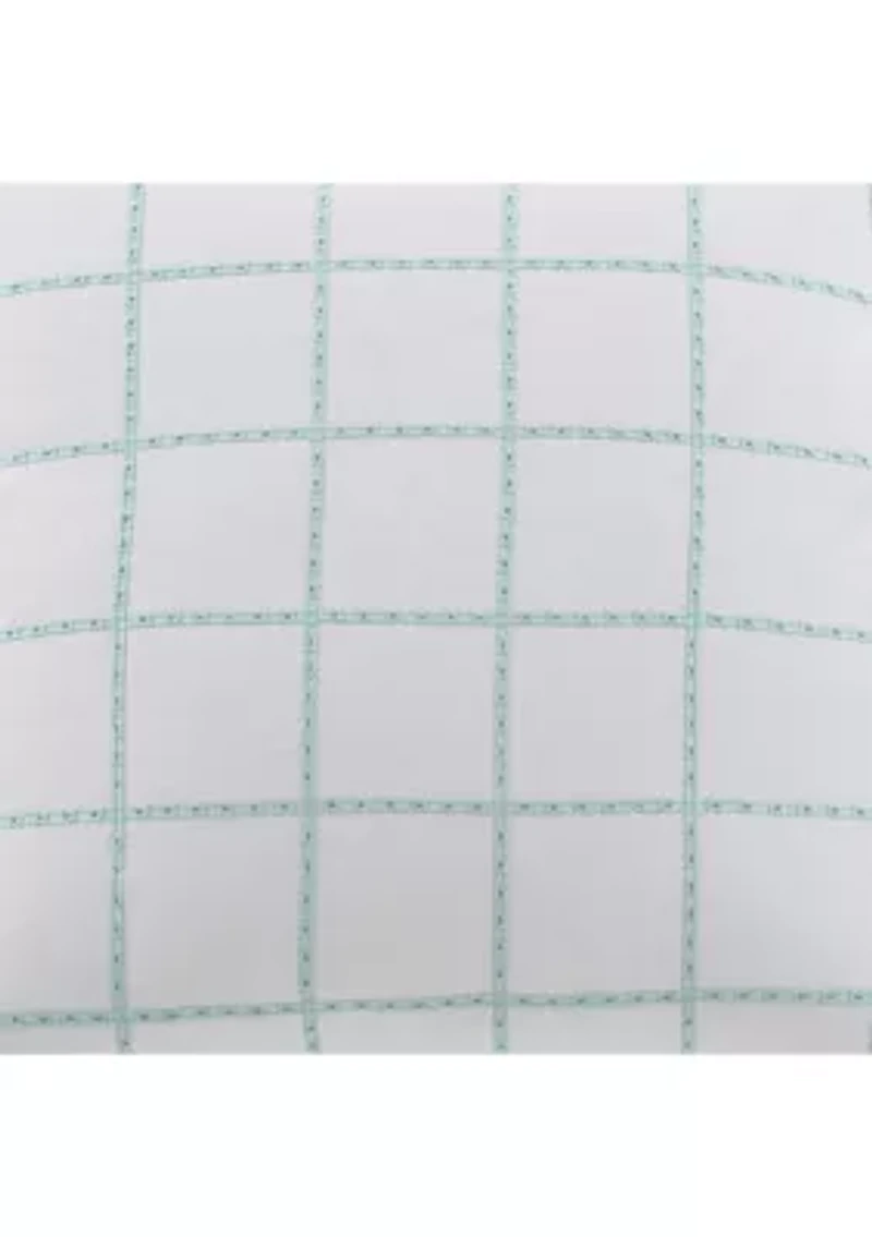 Eyelet Square Green Decorative Pillow