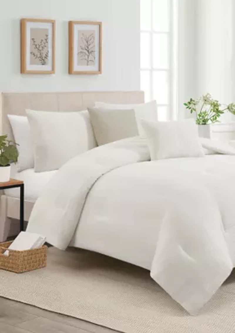 Waffle Ave 5 Piece White Comforter Set