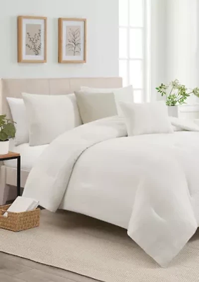 Waffle Ave 5 Piece White Comforter Set