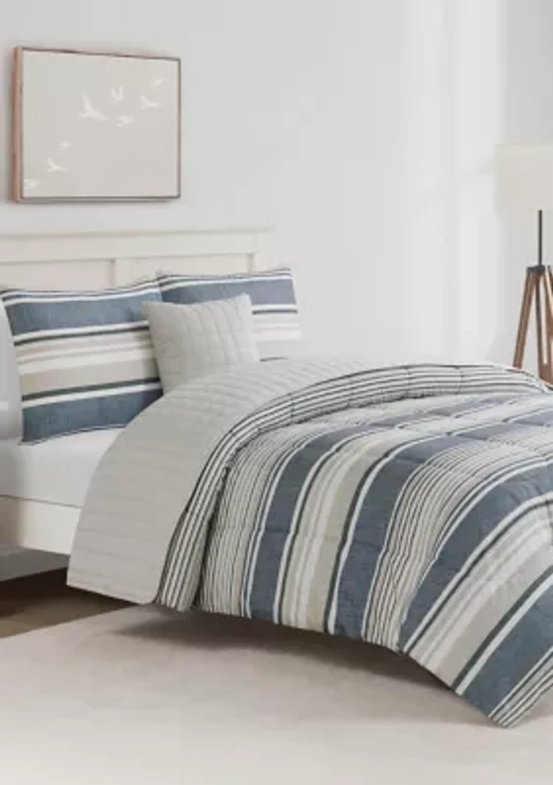 Easton Stripe 5-Piece Comforter and Quilt Set