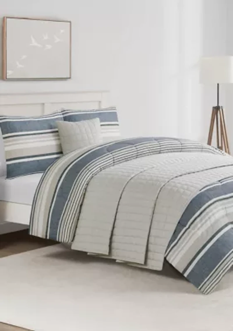 Easton Stripe 5-Piece Comforter and Quilt Set