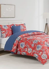 Zinnia Blue 5-Piece Comforter and Quilt Set