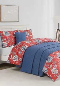 Zinnia Blue 5-Piece Comforter and Quilt Set