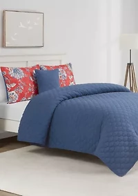 Zinnia Blue 5-Piece Comforter and Quilt Set