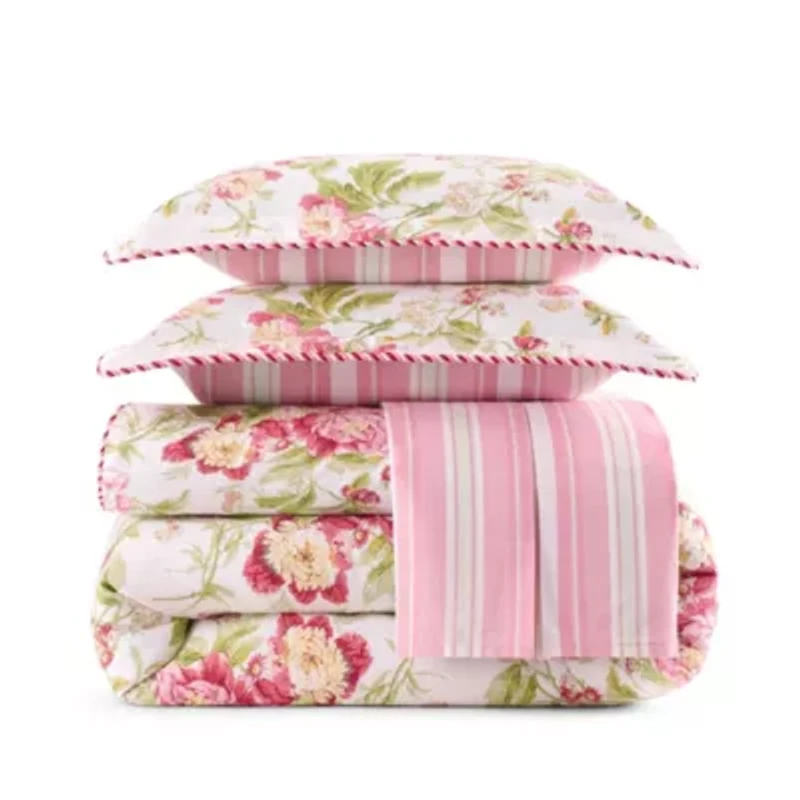Forever Peony 4-Piece 100% Cotton Comforter Set