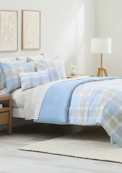 Sketch Plaid Comforter 10-Piece Set