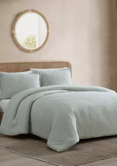 Waffle Knit Comforter 3-Piece Set