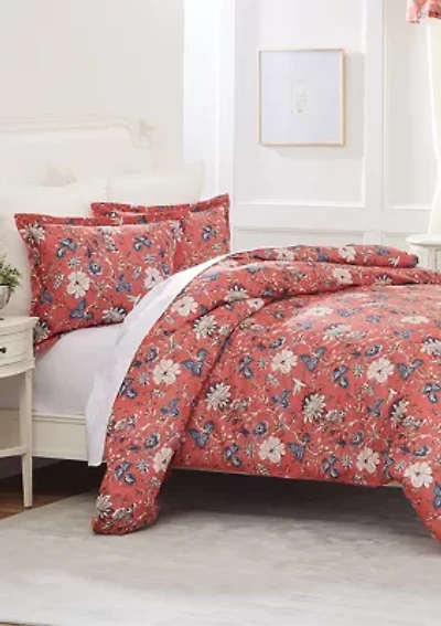First Blooms Terracotta 3 Piece Comforter Set