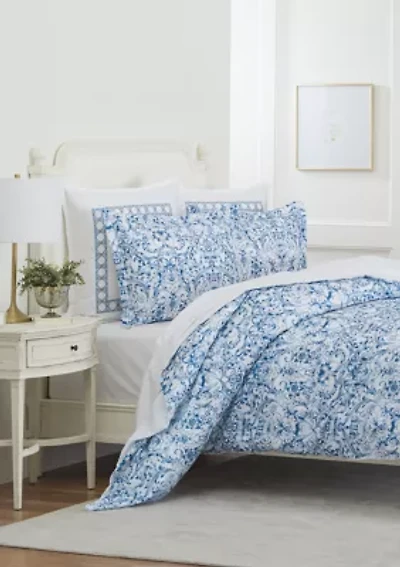 Porcelain Scroll 3 Piece Comforter Set