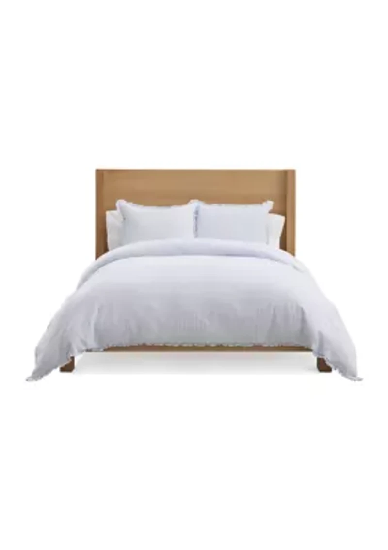 Blue Ruffle Trim Stripe Comforter