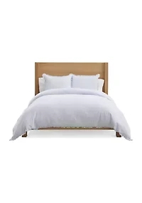 Blue Ruffle Trim Stripe Comforter