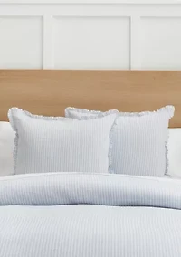 Blue Ruffle Trim Stripe Comforter