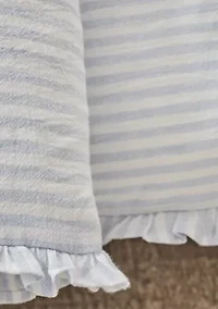 Blue Ruffle Trim Stripe Comforter